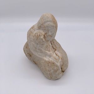 MOTHER AND BABY BUST LIMESTONE SCULPTURE